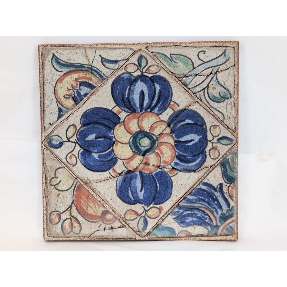 VENIS Made In Spain Gres De Elite Tile Trivet Antique Flower 6 x 6"